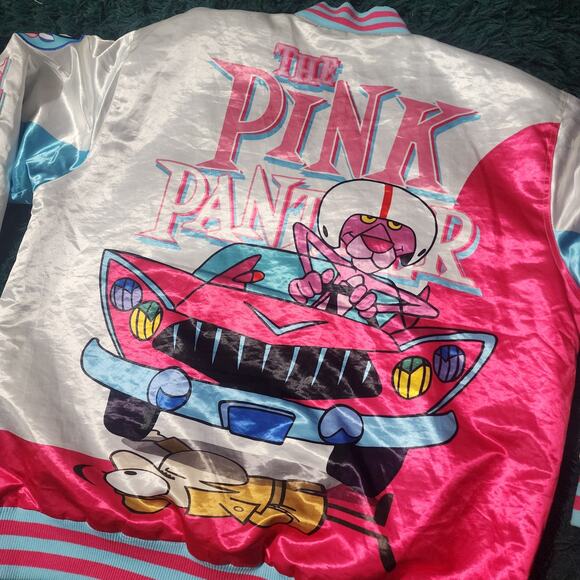 Vintage Pink Panther HGC Satin Jacket 5XL — Retro Cartoon Graphic Bomber - Picture 7 of 8